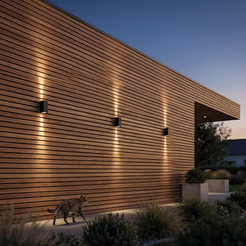 Pragmalux LED Wandarmatuur Facio IP65 Up/Down 6W 500lm 2700K Zwart RAL9005-7