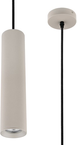 Pragmalux pendelarmatuur Fendi pendellengte 120cm khaki RAL1019 diamond knurling met khaki plafondkap - incl. GU10 Fitting