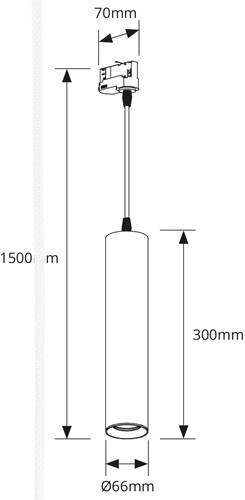 Pragmalux 3-fase rail pendelarmatuur Fendi pendellengte 120cm zwart RAL9004 met zwarte adapter- incl. GU10 Fitting-2