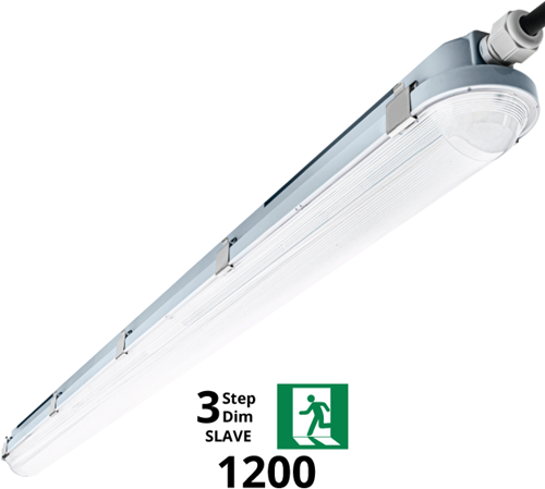 Pragmalux LED TL Waterdicht Armatuur Hermes IP66 120cm 35W 4000K 5100lm (2x36W) 3-step dim (100-10%-uit) slave = geen sensor & noodmodule 3 uur manueel