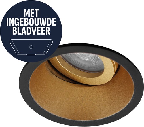 Pragmalux Inbouwspot met bladveren Zena Rond Kantelbaar zwart RAL9004/goud RAL1003 - Incl. GU10 Fitting