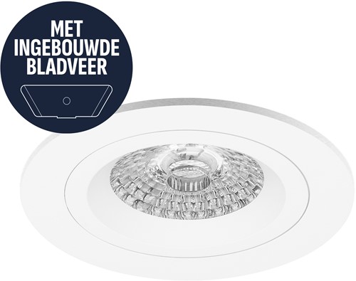 Pragmalux Inbouwspot met bladveren Ados Rond wit RAL9003 - Incl. GU10 Fitting
