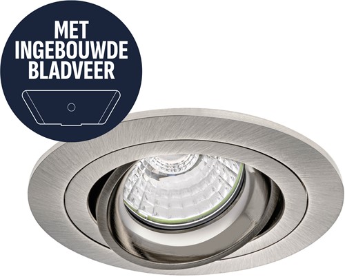 Pragmalux Inbouwspot met bladveren Alpha Rond Kantelbaar nikkel - Incl. GU10 Fitting