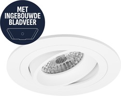 Pragmalux Inbouwspot met bladveren Alpha Rond Kantelbaar wit RAL9003 - Incl. GU10 Fitting