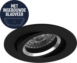 Pragmalux Inbouwspot met bladveren Aura Rond Kantelbaar zwart RAL9004 - Incl. GU10 Fitting