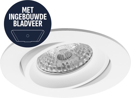 Pragmalux Inbouwspot met bladveren Delta Rond Kantelbaar wit RAL9003 - Incl. GU10 Fitting