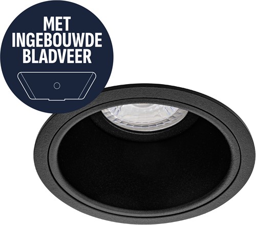 Pragmalux Inbouwspot met bladveren Mido Rond zwart RAL9004 - Incl. GU10 Fitting