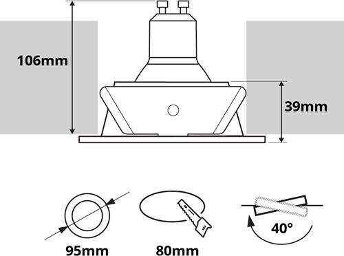 Pragmalux Inbouwspot met bladveren Zena Rond Kantelbaar zwart RAL9004 - Incl. GU10 Fitting-2