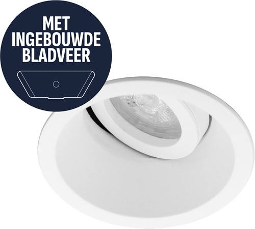 Pragmalux Inbouwspot met bladveren Zena Rond Kantelbaar wit RAL9003 - Incl. GU10 Fitting