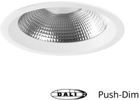 Pragmalux LED Downlight Mondial IP54 facet wit standaard 19,5W 2450lm 3000K-3500K-4000K 3-CCT CRI>90 UGR<19 60D BØ200 - GØ150-190 +TCI DALI Driver