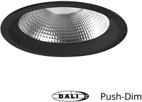 Pragmalux LED Downlight Mondial IP54 facet zwart standaard 25,5W 3050-3200lm 3000K-3500K-4000K 3-CCT CRI>90 UGR<19 60D BØ250 - GØ200-240 +TCI DALI Driver