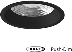 Pragmalux LED Downlight Mondial IP54 facet zwart verdiept 25,5W 3050-3200lm 3000K-3500K-4000K 3-CCT CRI>90 UGR<19 60D BØ226 - GØ200-210 +TCI DALI Driver