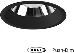 Pragmalux LED Downlight Mondial IP54 hoogglans zwart verdiept 16W 1700-1800lm 3000K-3500K-4000K 3-CCT CRI>90 UGR<19 60D BØ146 - GØ120-130 +TCI DALI Driver