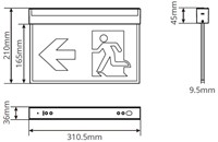 Pragmalux UNI Noodverlichting Vluchtwegverlichting 3W 60lm 24m LifePO4 1uur Zwart Zelftest-2