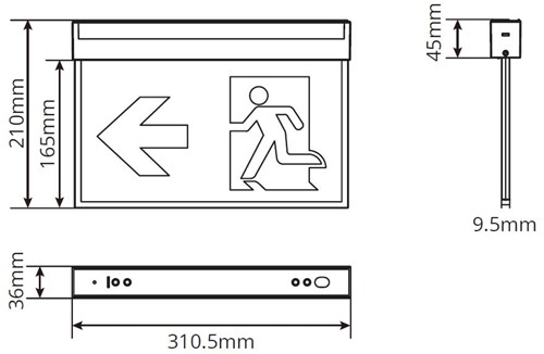 Pragmalux UNI Noodverlichting Vluchtwegverlichting 3W 60lm 24m LifePO4 1uur Zwart Zelftest-2