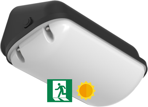 Pragmalux LED Gevelarmatuur Deca IP65 6.5-12W 3000K-4000K 2-CCT 650-1100lm Zwart + Daglichtsensor & Noodmodule 3uur zelftest