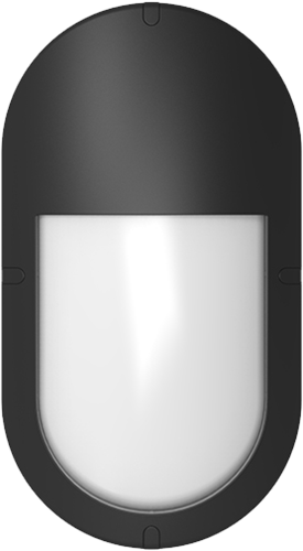 Pragmalux LED Bulkhead Ovalo IP65 Halve Afscherming Zwart