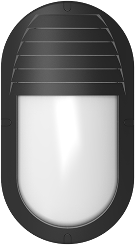 Pragmalux LED Bulkhead Ovalo IP65 Grill Afscherming Zwart