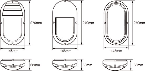 Pragmalux LED Bulkhead Ovalo IP65 5W 3000K-4000K 2-CCT 450lm Wit 270x148mm + Bewegingssensor-2