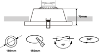 Pragmalux Inbouwspot Dome AR111 Rond Verdiept Kantelbaar Zwart RAL9004 - Incl. G53 Fitting-3