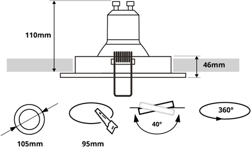 Pragmalux Inbouwspot Dome Rond Verdiept Kantelbaar wit RAL9003 - Incl. GU10 Fitting-1