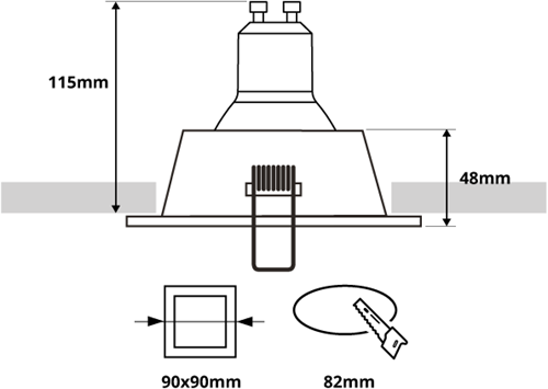 Pragmalux Inbouwspot Mido Vierkant Wit - Incl. GU10 Fitting-2