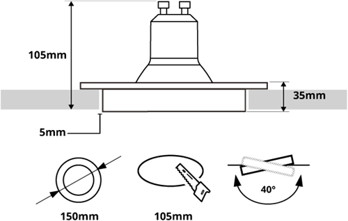 Pragmalux Inbouwspot Navis Trimless Rond Kantelbaar Zwart RAL9004 - Incl. GU10 Fitting-1