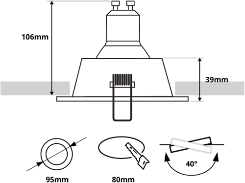 Pragmalux Inbouwspot Zena Rond Kantelbaar wit RAL9003 - Incl. GU10 Fitting-1