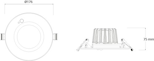 Pragmalux LED Downlight Mondial PIR IP54 opaal wit 13-18W 1400-2100lm 3-CCT 100D BØ176 - GØ150-160 +LED Driver-4