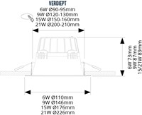 Pragmalux LED Downlight Essence G2 IP54 wit verdiept max. 21W 3000K-6000K 3-CCT max. 2450lm 100D 226 Buitenmaat - Gatmaat 200 excl. LED Driver-2