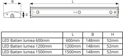 Pragmalux LED Batten Lumea IP44 Prisma 150cm 29-48W 4200-7300lm 3000-4000K 2-CCT (2x58W) wit  5x2,5mm doorvoerbedrading-7