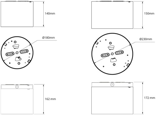 Pragmalux LED Downlight Mondial IP54 facet zwart opbouw 13,5-25,5W 1700-3200lm 3000K-4000K 3-CCT CRI>90 UGR<19 60D Ø230x150(H) Buitenmaat +Philips driver & Noodmodule 1uur autotest-4