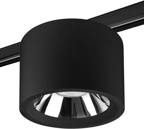 Pragmalux LED Downlight Mondial IP54 hoogglans zwart 3-fase track 13,5-25,5W 1700-3200lm 3000K-3500K-4000K 3-CCT CRI>90 UGR<19 60D Ø230x150(H) Buitenmaat +Philips driver
