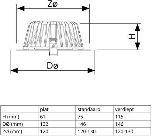 Pragmalux LED Downlight Mondial IP54 facet wit verdiept 16W 1800lm 3000K-3500K-4000K 3-CCT CRI>90 UGR<19 60D BØ146 - GØ120-130 +TCI Casambi Driver-6