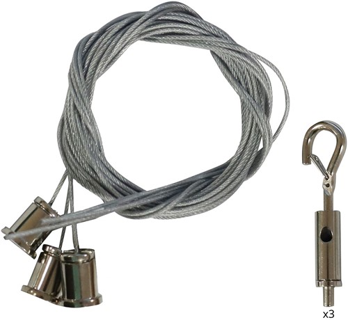 Pragmalux LED Opbouw-/pendelarmatuur Moon accessoire driepuntspendelset Ø140x25mm 3m Wit-1