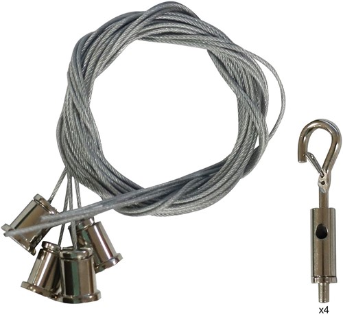 Pragmalux LED Opbouw-/pendelarmatuur Moon accessoire ophangset 4 punten 3m (Ø1200)