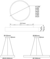 Pragmalux LED Opbouw-/pendelarmatuur Moon IP44 Ø450mm Opaal direct/indirect 28-42W 3300-5250lm 3CCT 3000-3500-4000K CRI90 Grijs - DALI-5