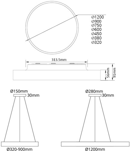 Pragmalux LED Opbouw-/pendelarmatuur Moon IP44 Ø380mm Prisma direct/indirect 14-28W 1650-3450lm 3CCT 3000-3500-4000K CRI90 Grijs - DALI-5