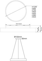 Pragmalux LED Opbouw-/pendelarmatuur Moon IP44 Ø750mm Opaal direct/indirect 56-84W 6600-10400lm 3CCT 3000-3500-4000K CRI90 Grijs - DALI-6