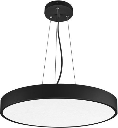 Pragmalux LED Opbouw-/pendelarmatuur Moon IP44 Ø600mm Prisma direct/indirect 28-56W 3300-6900lm 3CCT 3000-3500-4000K CRI90 Zwart - DALI-2