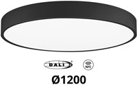 Pragmalux LED Opbouw-/pendelarmatuur Moon IP44 Ø1200mm Opaal direct/indirect max.160W 18950-20100lm 3CCT 3000-3500-4000K CRI90 Zwart - DALI NFC