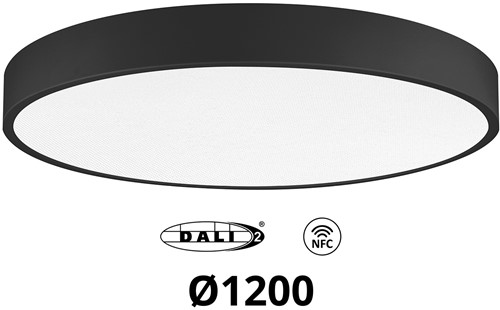 Pragmalux LED Opbouw-/pendelarmatuur Moon IP44 Ø1200mm Prisma direct/indirect max.160W 18950-20100lm 3CCT 3000-3500-4000K CRI90 Zwart - DALI NFC