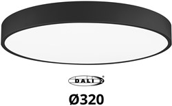 Pragmalux LED Opbouw-/pendelarmatuur Moon IP44 Ø320mm Opaal direct/indirect 14-28W 1650-3480lm 3CCT 3000-3500-4000K CRI90 Zwart - DALI
