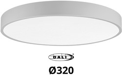 Pragmalux LED Opbouw-/pendelarmatuur Moon IP44 Ø320mm Prisma direct/indirect 14-28W 1650-3480lm 3CCT 3000-3500-4000K CRI90 Grijs - DALI