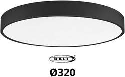 Pragmalux LED Opbouw-/pendelarmatuur Moon IP44 Ø320mm Prisma direct/indirect 14-28W 1650-3480lm 3CCT 3000-3500-4000K CRI90 Zwart - DALI
