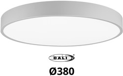 Pragmalux LED Opbouw-/pendelarmatuur Moon IP44 Ø380mm Opaal direct/indirect 14-28W 1650-3450lm 3CCT 3000-3500-4000K CRI90 Grijs - DALI