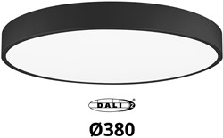 Pragmalux LED Opbouw-/pendelarmatuur Moon IP44 Ø380mm Opaal direct/indirect 14-28W 1650-3450lm 3CCT 3000-3500-4000K CRI90 Zwart - DALI