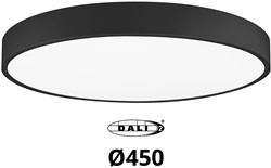Pragmalux LED Opbouw-/pendelarmatuur Moon IP44 Ø450mm Opaal direct/indirect 28-42W 3300-5250lm 3CCT 3000-3500-4000K CRI90 Zwart - DALI