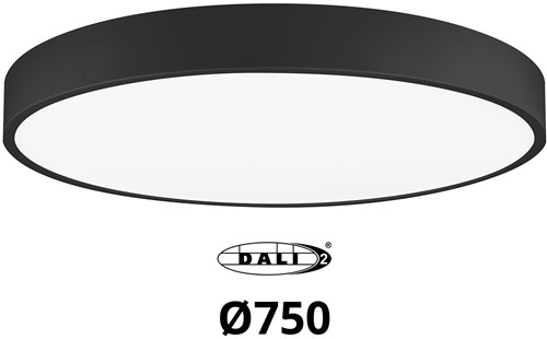 Pragmalux LED Opbouw-/pendelarmatuur Moon IP44 Ø750mm Opaal direct/indirect 56-84W 6600-10400lm 3CCT 3000-3500-4000K CRI90 Zwart - DALI