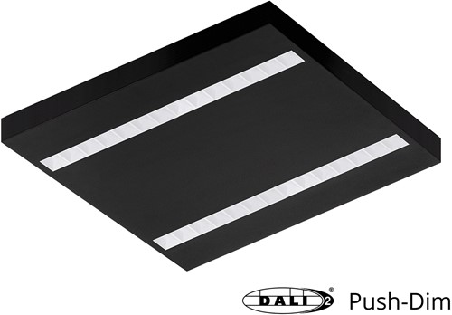 Pragmalux LED Opbouwarmatuur Optic witte reflector 60x60cm 36W 4350-4750lm 3000K-3500K-4000K 3CCT CRI>90 UGR<16 zwart RAL9005 + Philips DALI driver